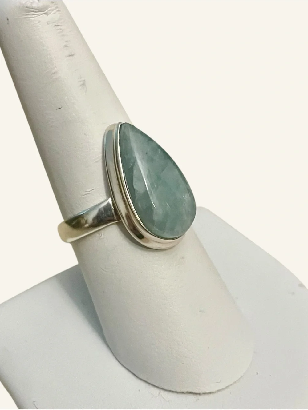 Aquamarine Sterling Silver Ring 925 Size 8
